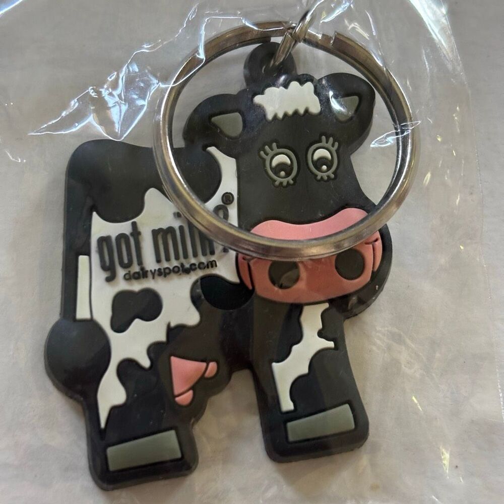 Vintage “Got Milk?” Cow Rubber Keychain *New*